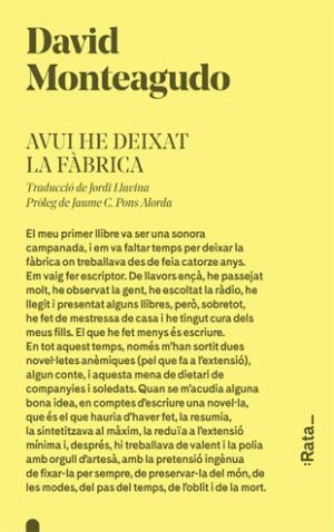 AVUI HE DEIXAT LA FÀBRICA | 9788416738274 | MONTEAGUDO, DAVID | Llibreria Huch - Llibreria online de Berga 