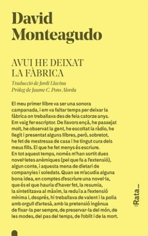 AVUI HE DEIXAT LA FÀBRICA | 9788416738274 | MONTEAGUDO, DAVID | Llibreria Huch - Llibreria online de Berga 